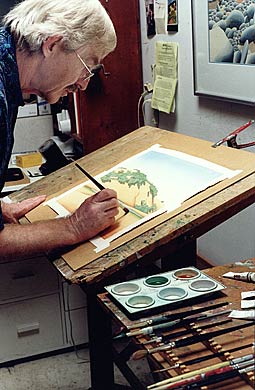 Ray Jacobsen working in his studio